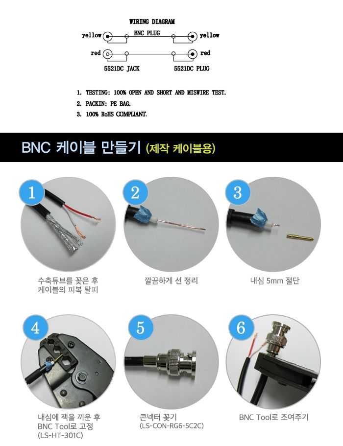 HD Power 고화질 동축케이블. 20M. RG59 BNC M M. Power M F (10148)
