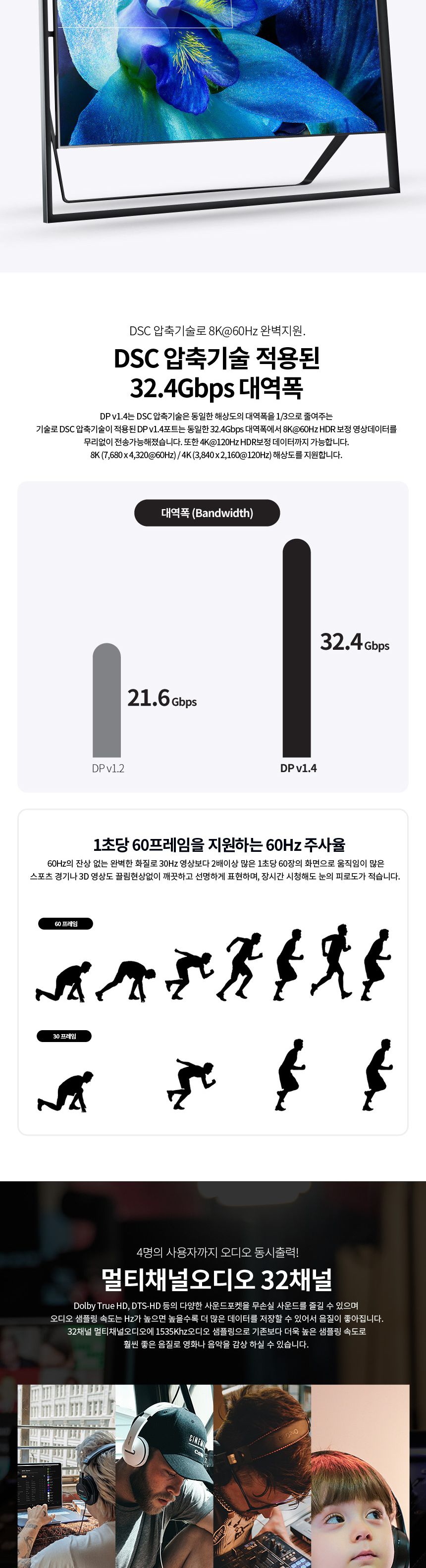 파워랜 DP 1.4 고급형 메탈 케이블 3m (PL025 PL-DP14-030S)/메탈케이블/고급형메탈케이블/고급메탈케이블/