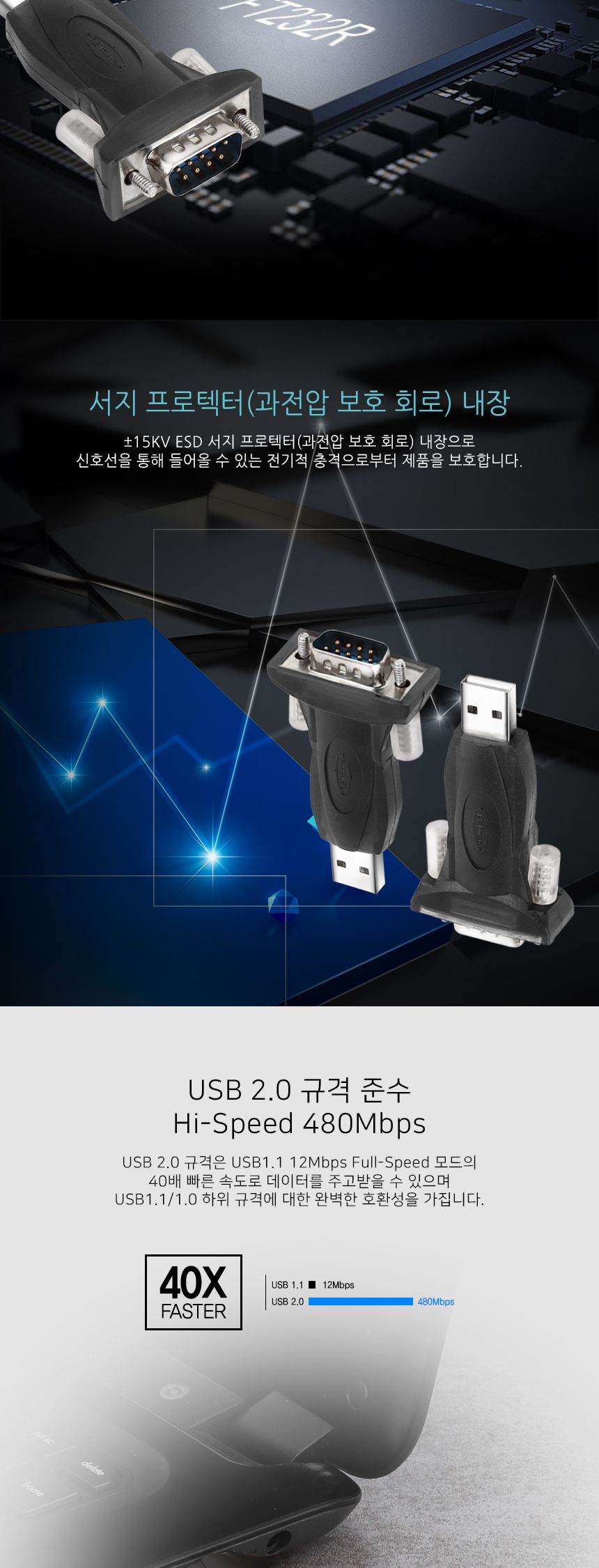 NETmate KW-825(S2) USB2.0 시리얼 변환기(shot type)