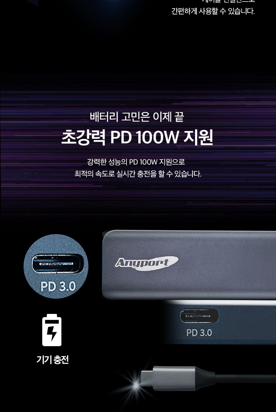 애니포트 AP-TC51PH (USB허브 5포트 멀티포트) (무전원 C타입)/허브/컴퓨터허브/PC허브/네트워크허브/USB허
