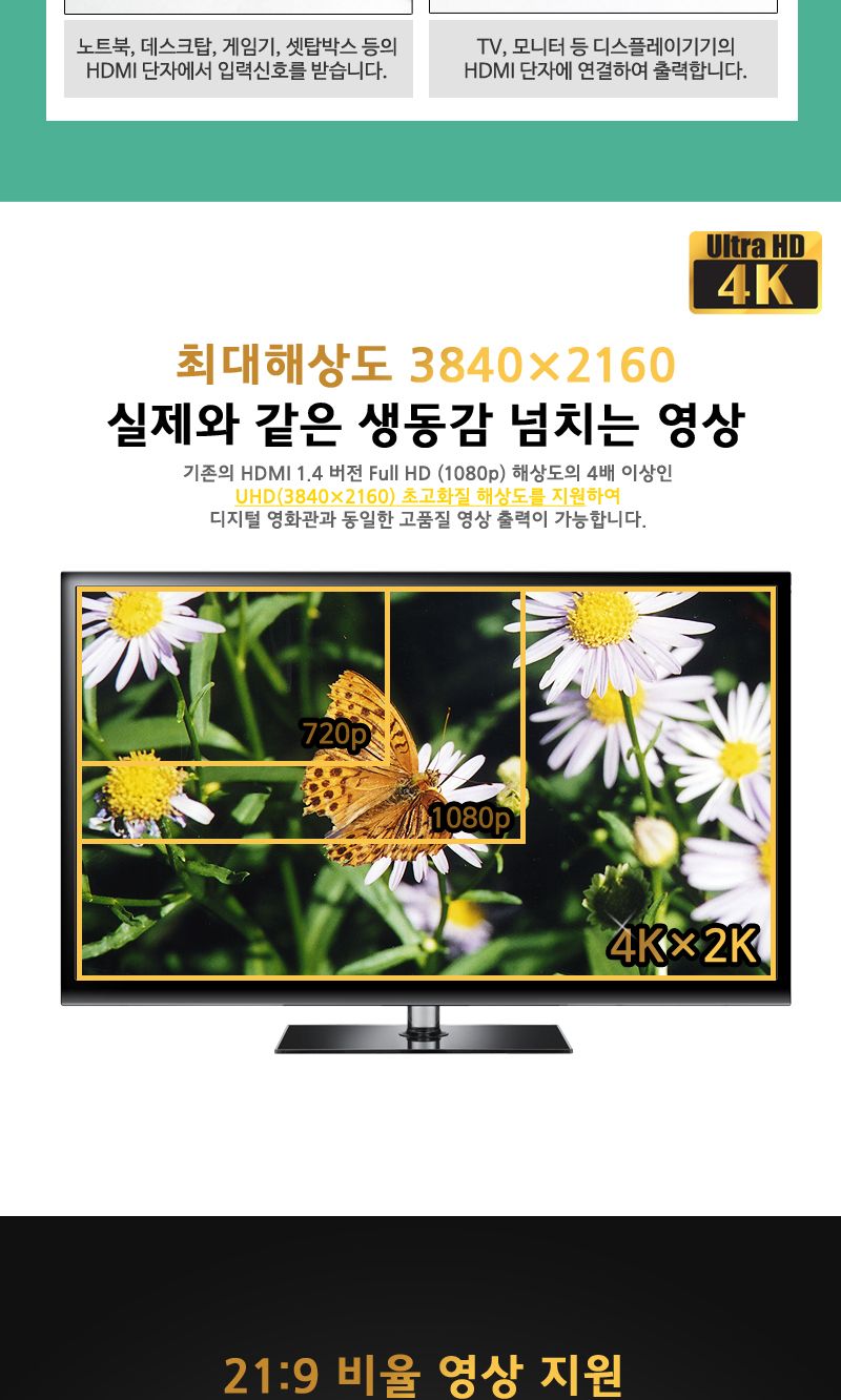 (대원TMT) 대원티엠티 HDMI 2.0 골드메탈 리피터 케이블 10M (DW-HDC10)/리피터케이블/리피터잭/리피터선/