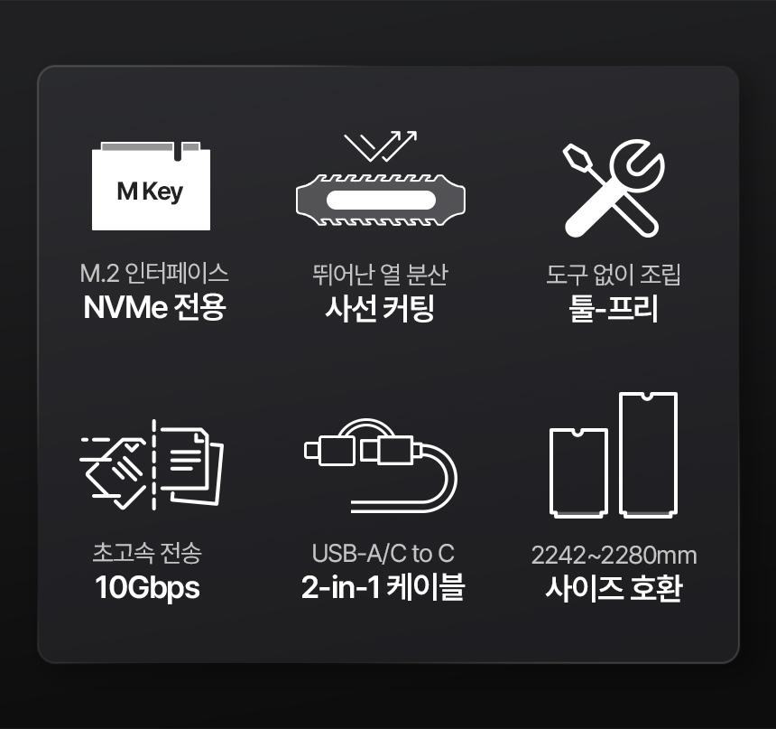 넥스트유 C타입 NVME M.2 외장 SSD케이스/C타입외장하드케이스/노트북용SSD/컴퓨터SSD/외장SSD케이스/SSD외