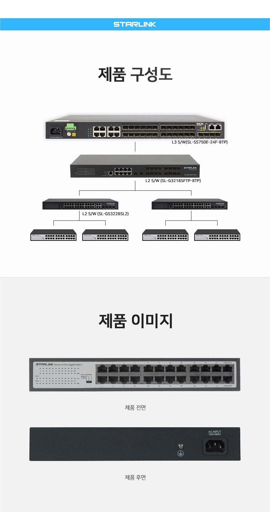 스타링크 24포트 기가비트 스위칭허브 SL-2024GS/스위칭허브/네트워크장비/네트워크용품/허브/인터넷연결/