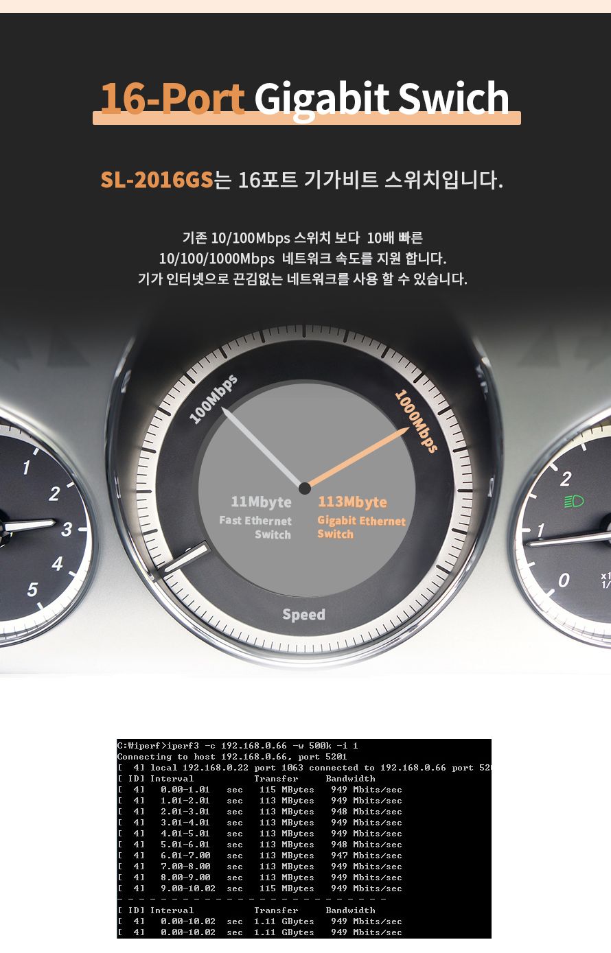 스타링크 16포트 기가비트 스위칭허브 SL-2016GS/스위칭허브/네트워크장비/네트워크용품/허브/인터넷연결/