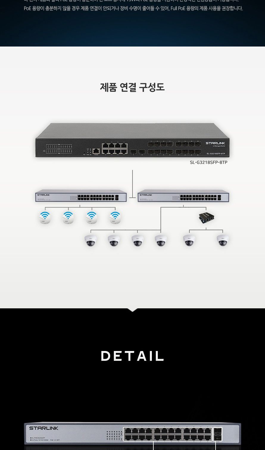 스타링크 24포트+2SFP 기가비트 POE 스위칭허브 총용량 380W SL-POE3024GSFP/스위칭허브/네트워크장비/네트