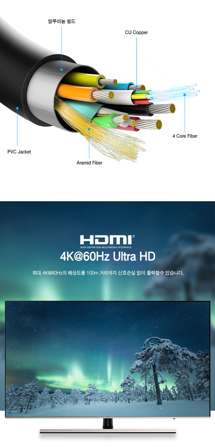 HDMI 2.0 AOC케이블 30M (30666)/케이블/컴퓨터케이블/PC케이블/광케이블/HDMI광케이블/AOC광케이블/영상케