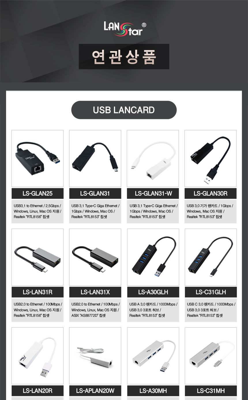 USB3.1 Type C 기가 랜카드 (30683)/랜카드/네트워크랜카드/컴퓨터랜카드/PC랜카드/기가랜카드/LAN카드/컴