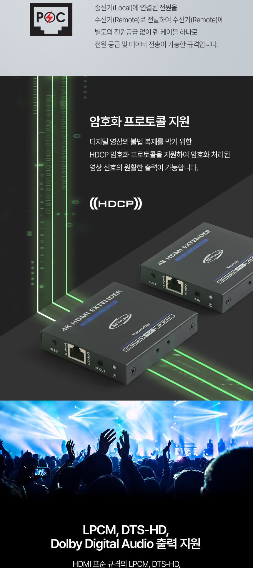 NETmate NM-HR03 4K 60Hz HDMI 1:1 리피터 70m/리피터/HDMI리피터/HDMI/영상전송/영상전송HDMI리피터/영상