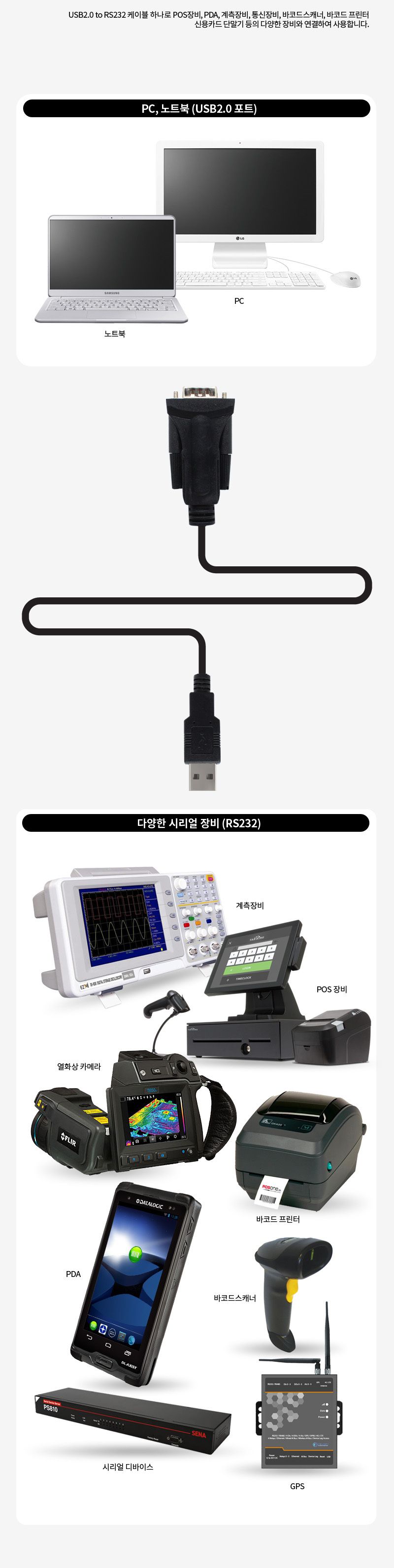 엠비에프 USB2.0 to 시리얼 컨버터 케이블 1.8M/컨버터/젠더/케이블/컨버터케이블/젠더케이블/시리얼컨버터