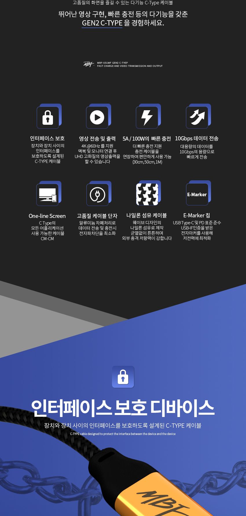 엠비에프 USB 3.1GEN2 CM-CM CABLE 1.5M MBF-U31-15/USB케이블/케이블/CMCM케이블/CMCM/USB31GEN2CMCM/USB3
