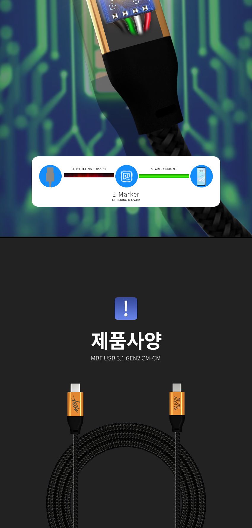 엠비에프 USB 3.1GEN2 CM-CM CABLE 1.5M MBF-U31-15/USB케이블/케이블/CMCM케이블/CMCM/USB31GEN2CMCM/USB3