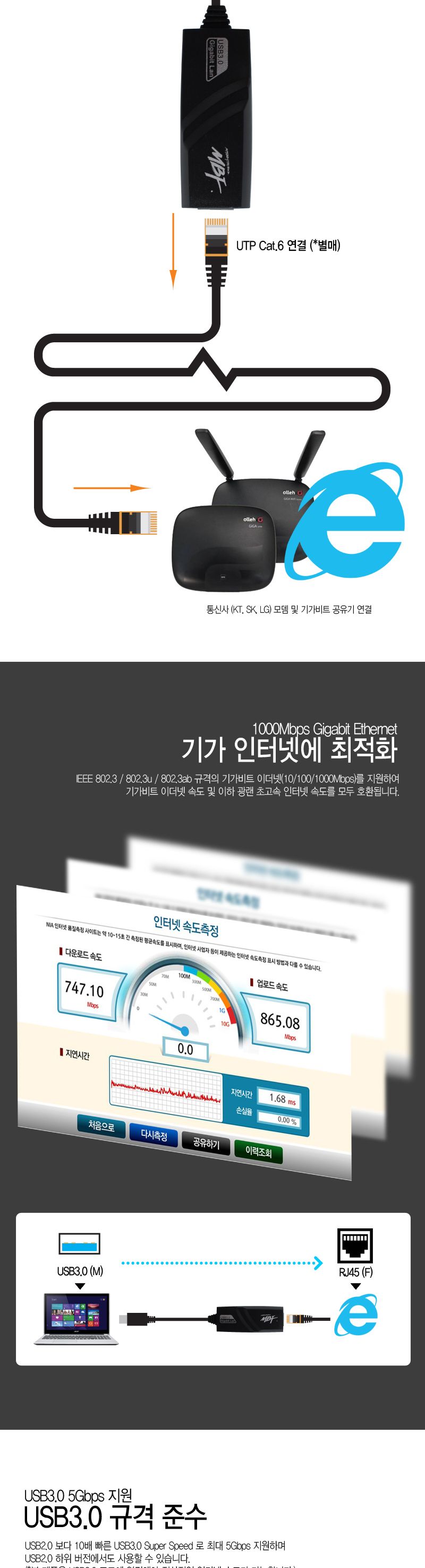 엠비에프 USB3.0 기가랜카드 블랙 MBF-GLAN30BK/가성비좋은/휴대하기좋은크기/수명이오래가는/간편한사용/