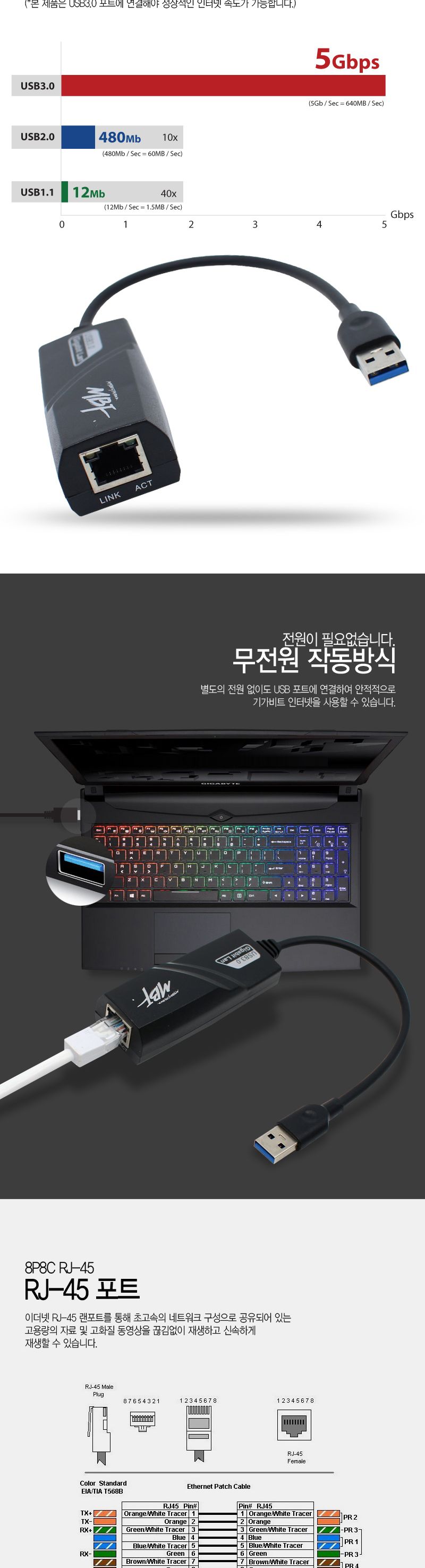 엠비에프 USB3.0 기가랜카드 블랙 MBF-GLAN30BK/가성비좋은/휴대하기좋은크기/수명이오래가는/간편한사용/