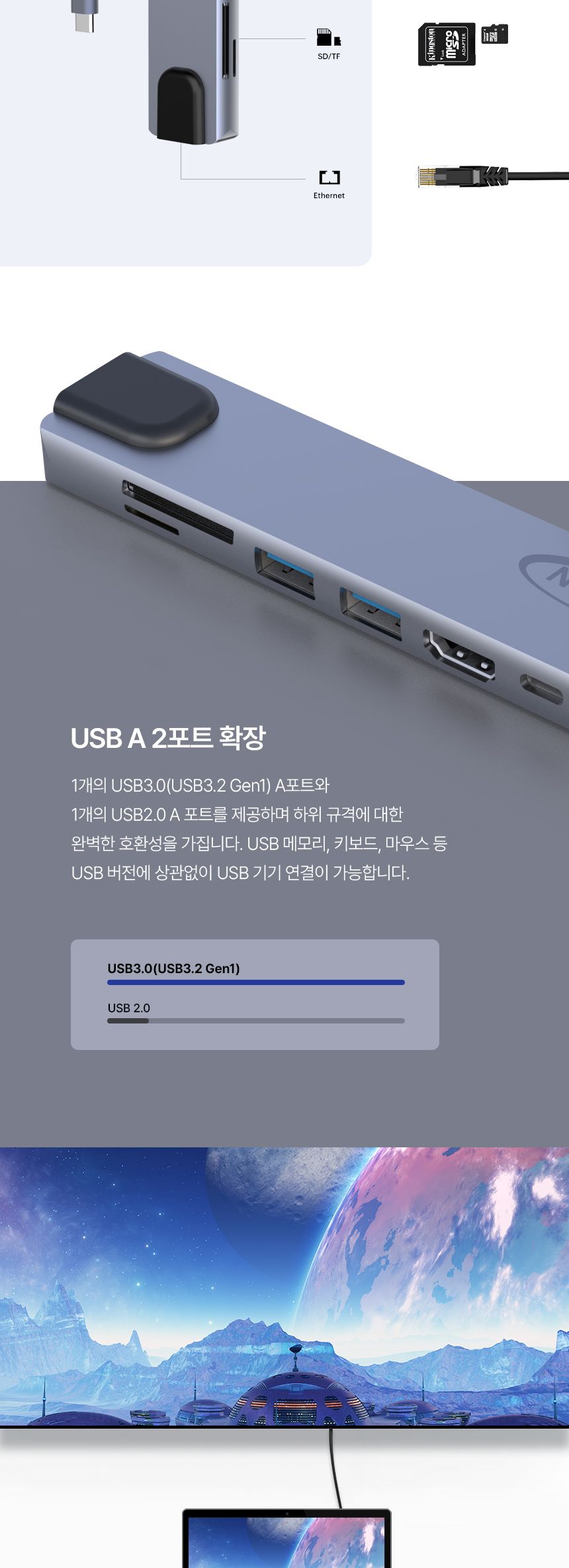NETmate NM-TCM02 USB Type C 7 in 1 멀티 허브/멀티허브/스마트USB허브/USBTYPEC7IN1허브/USB충전포트/USB