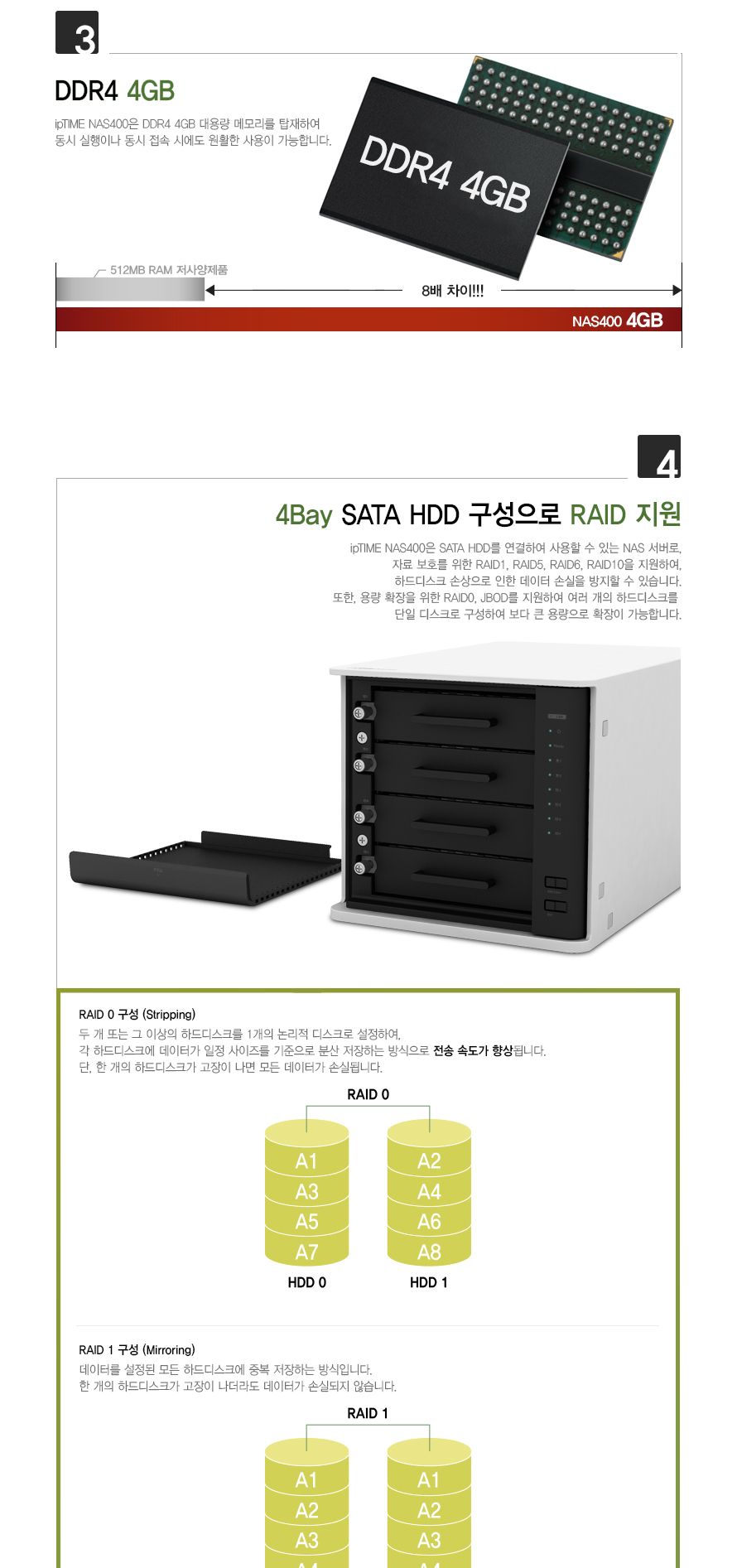 ipTIME NAS400 4베이 나스 NAS 인텔 쿼드코어 CPU/서버/컴퓨터서버/PC서버/파일서버/파일저장/컴퓨터저장/P