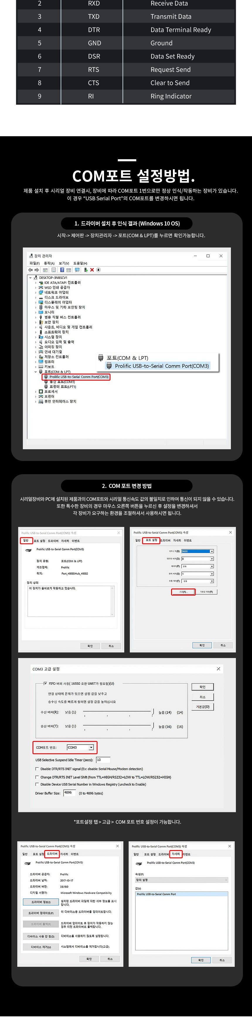 파워랜 USB to 시리얼 컨버터 Prolific PL2303 칩셋 (PL530 PL-US232P)/컨버터/시리얼컨버터/USBTO컨버터/U