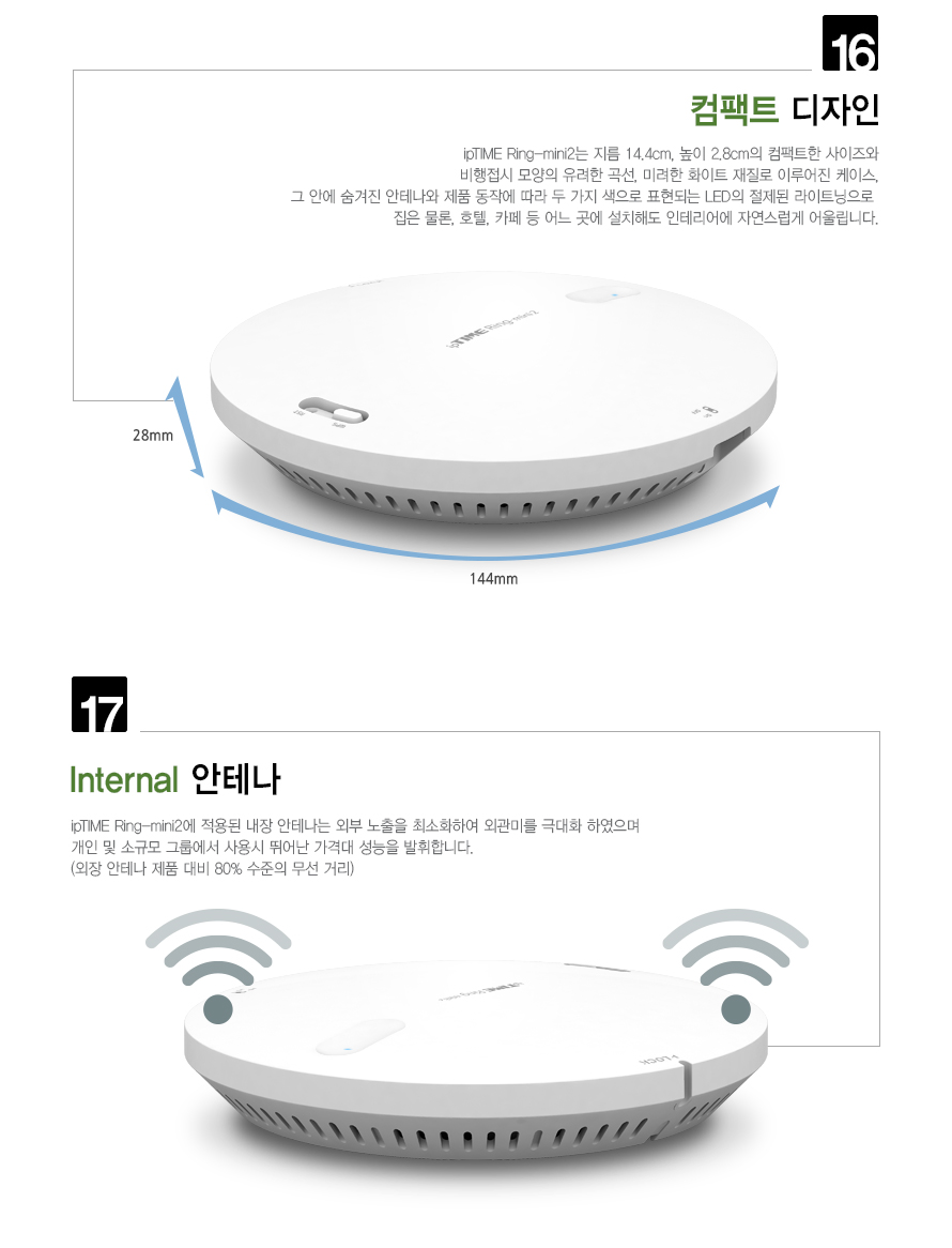 ipTIME RING-MINI2 벽천장 부착형 무선 AP/부착형무선AP/벽천장무선AP/무선AP/네트워크무선AP/공유기/무선