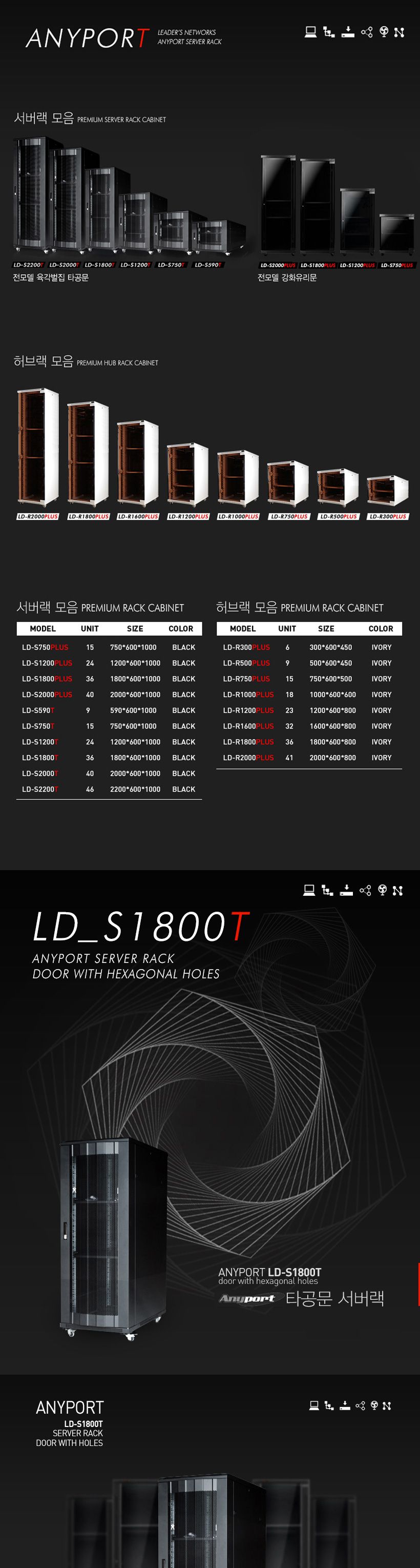 엘디네트웍스 LD-S1800T 36U 케이지너트 타공문 서버랙/허브랙추천/허브캐비넷/캐비넷렉추천/통신랙추천/네