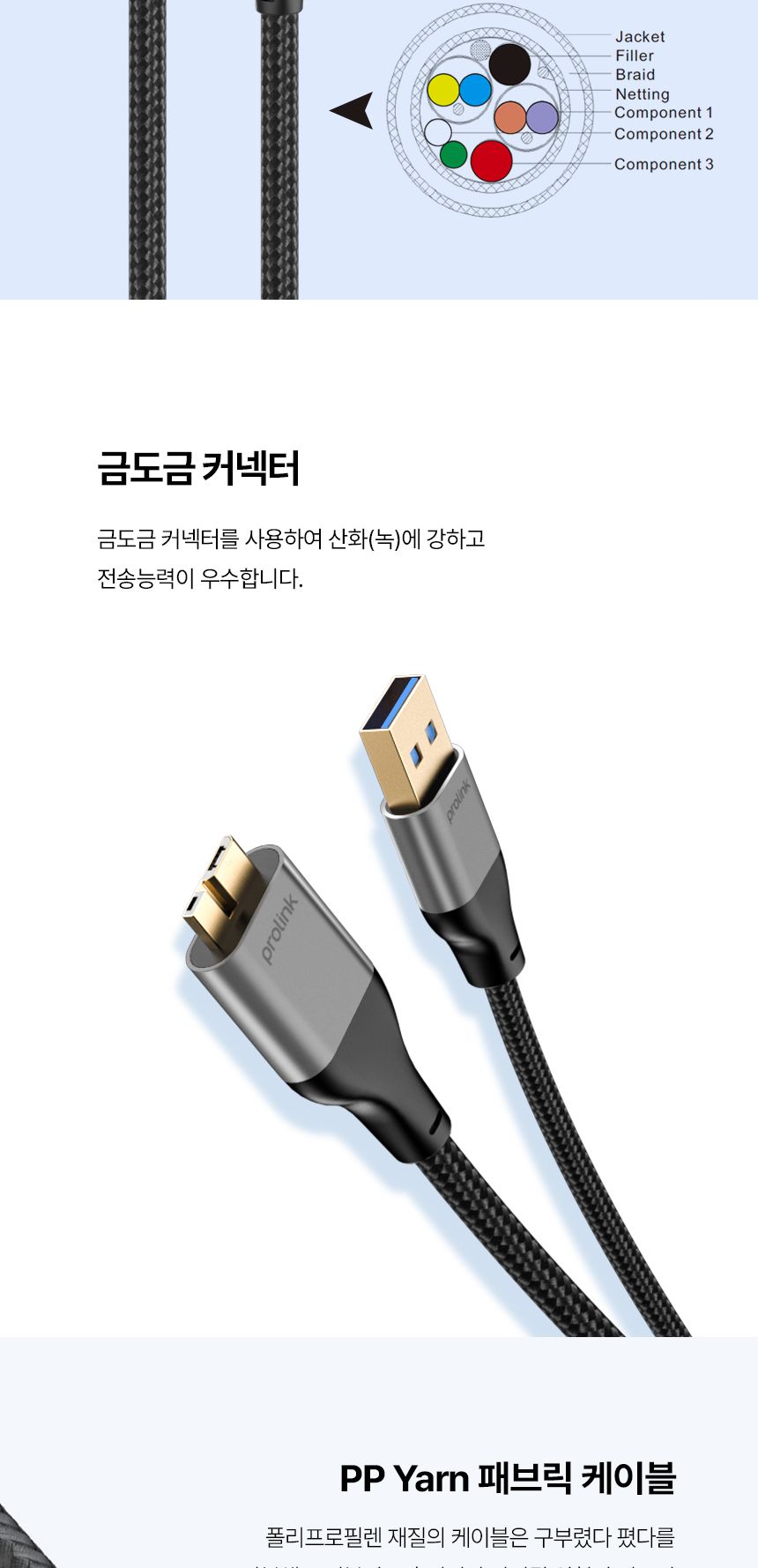 프로링크 USB3.0 AM-MicroB 케이블 3m (PF458G-0300)/USB케이블/USB용품/USB데이터케이블/데이터케이블/컴