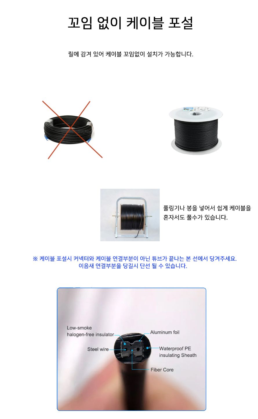 스타링크 SC-SC 싱글모드 1코어 옥외용 광케이블 FTTH 드롭케이블 150M SL-FC150/광케이블/옥외용광케이블/