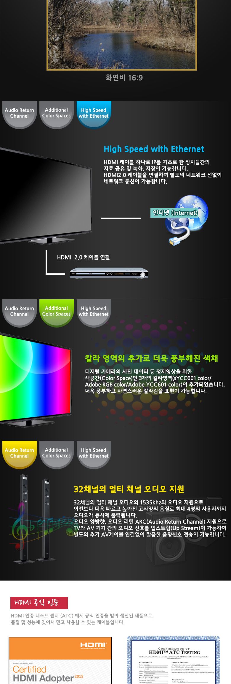 (대원TMT) 대원티엠티 HDMI 공식인증 2.0 연장 케이블 2M (DW-HDMI20F-2M)/케이블/HDMI케이블/연장케이블/