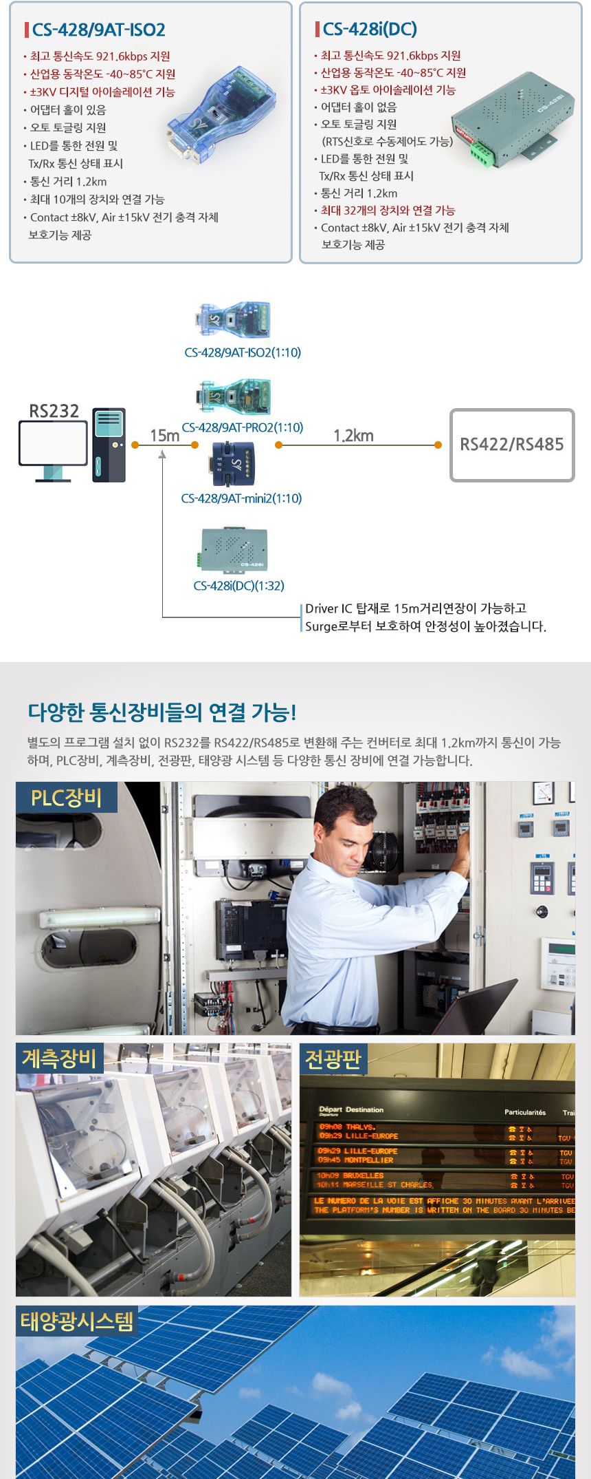 시스템베이스 CS-428 9AT-ISO2 RS232 to RS422 RS485 아이솔레이션 시리얼 컨버터/터미널블럭타입컨버터/커