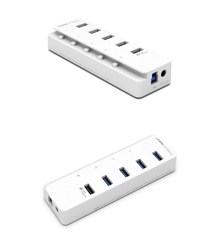 ipTIME UH1005QC USB3.2 GEN2 QC3.0 지원 USB 허브/멀티허브/스마트USB허브/QC30USB허브/USB충전포트/USB허