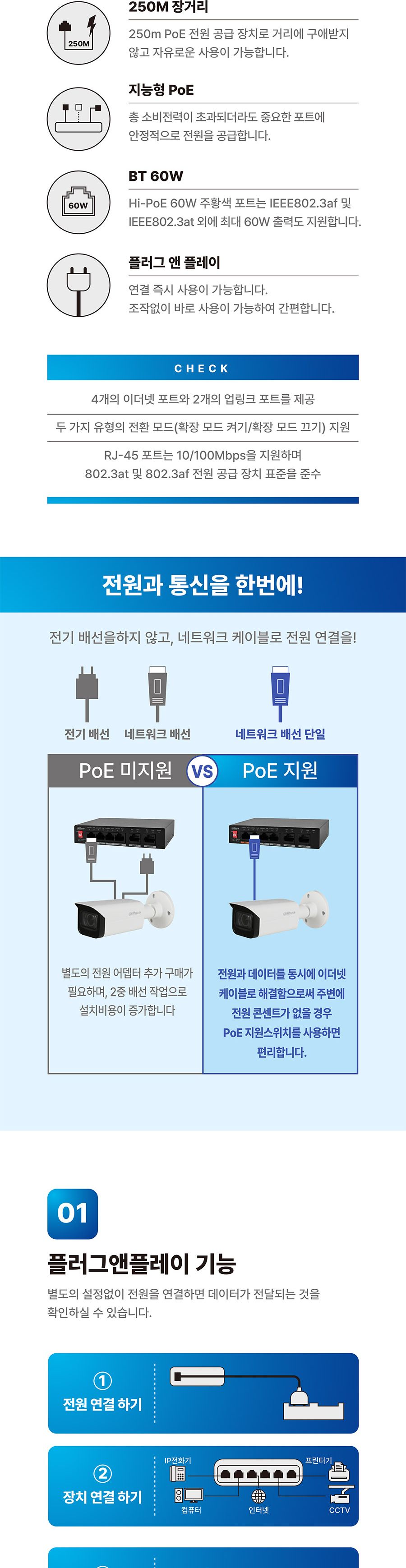 다후아 PFS3006-4ET-60 POE 4포트+Uplink 2포트 스위칭허브/스위칭허브/네트워크허브/인터넷연결허브/랜선