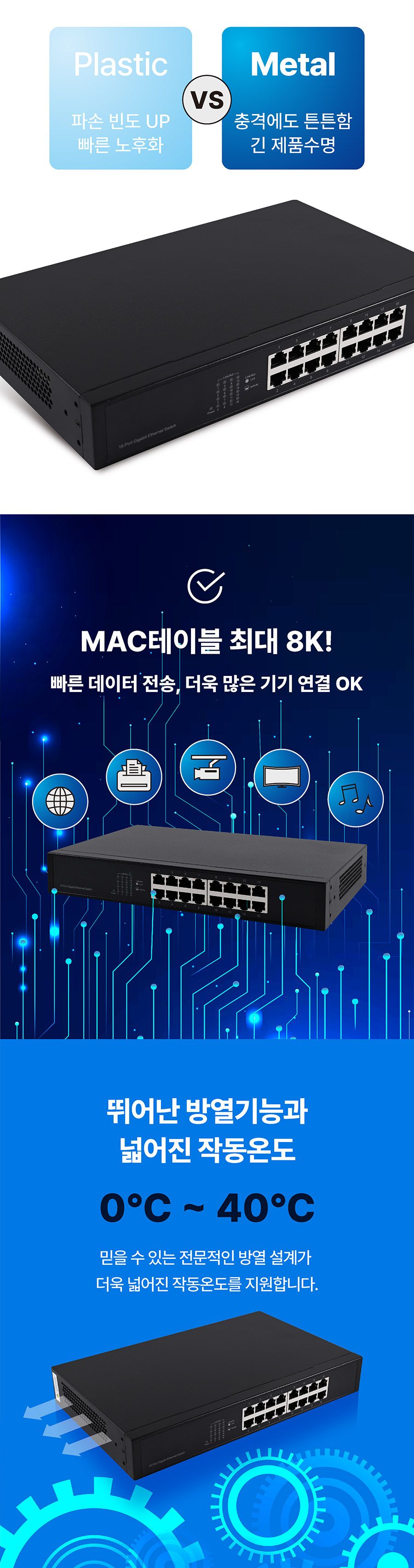 다후아 PFS3016-16GT 16포트 기가비트 스위칭허브/스위칭허브/네트워크허브/인터넷연결허브/랜선허브/랜허