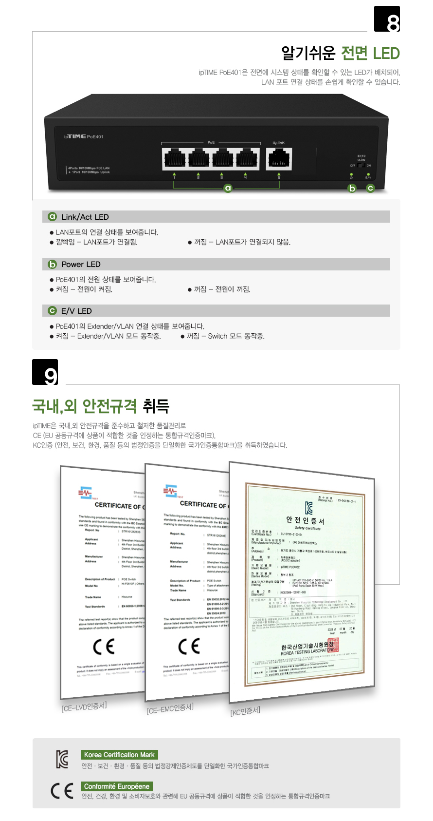 ipTIME POE401 POE 스위칭허브 4포트 POE 65W 1포트/POE스위칭허브/POE4포트스위칭허브/4포트스위칭허브/포