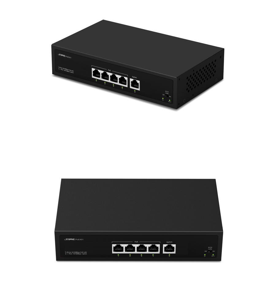 ipTIME POE401 POE 스위칭허브 4포트 POE 65W 1포트/POE스위칭허브/POE4포트스위칭허브/4포트스위칭허브/포