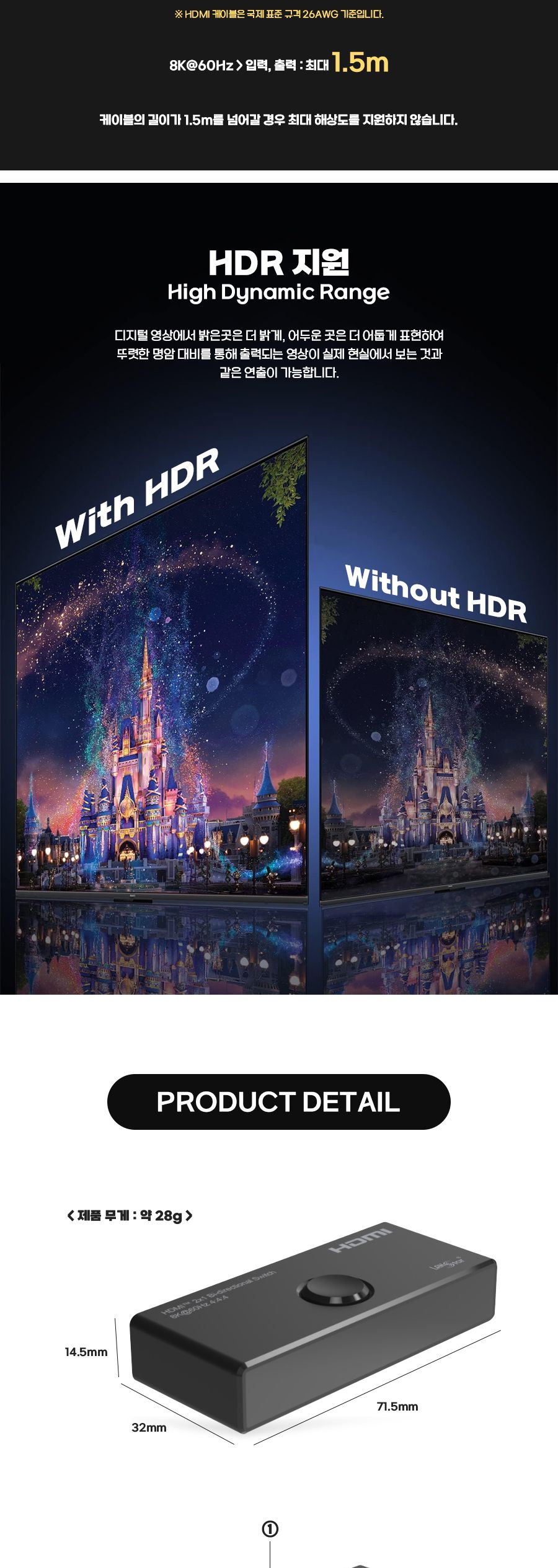 HDMI2.1버전 1:2. 2:1 양방향 스위치 30777/양방향선택기/HDMI양방향선택기/양방향입출력기/1버전양방향선