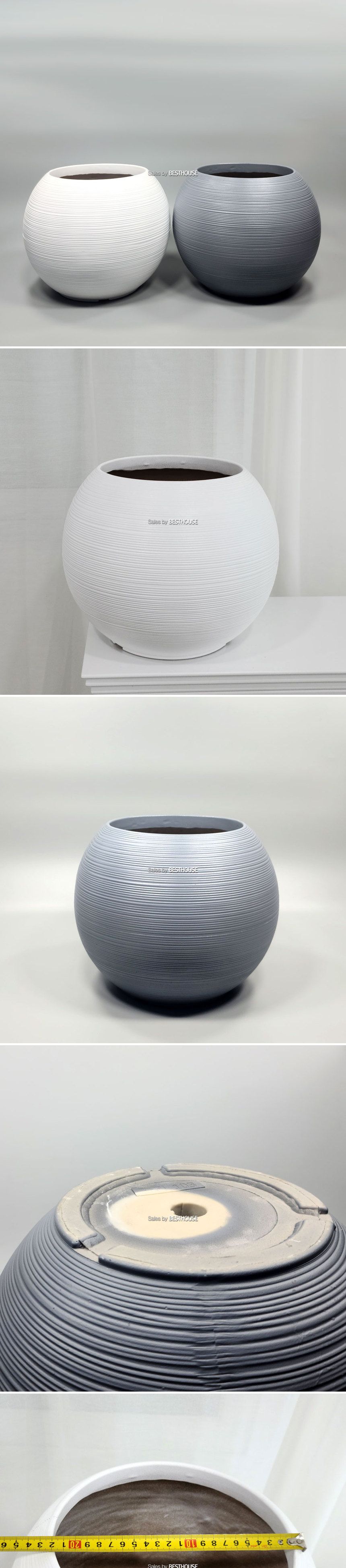 (그레이) 모던 수지 경량 마블 화분 22x26cm 루나/원형화분/마블화분/인테리어화분/예쁜화분/심플화분/가정