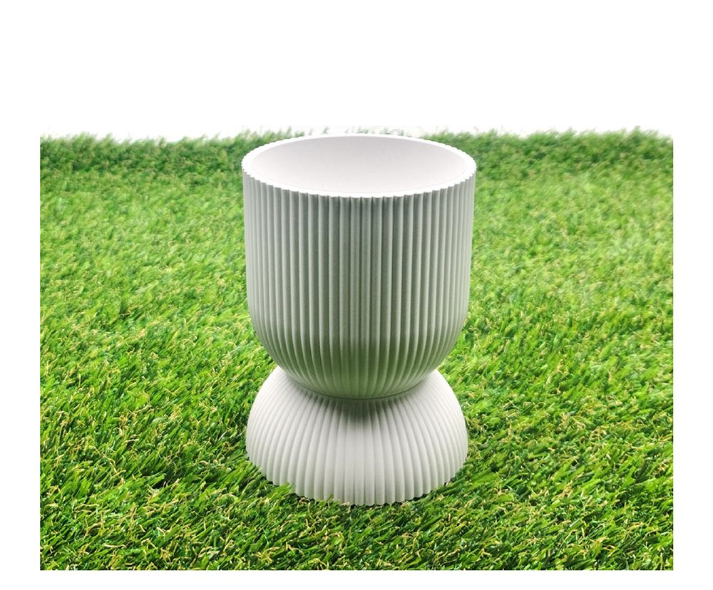 고강도 플라스틱 화분 세로줄무늬 릴리팟 20x20cm/화분/원형화분/화이트화분/인테리어화분/깔끔한화분/베란