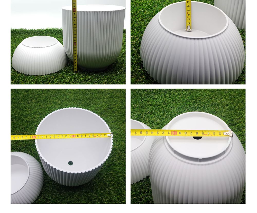 고강도 플라스틱 화분 세로줄무늬 릴리팟 20x20cm/화분/원형화분/화이트화분/인테리어화분/깔끔한화분/베란