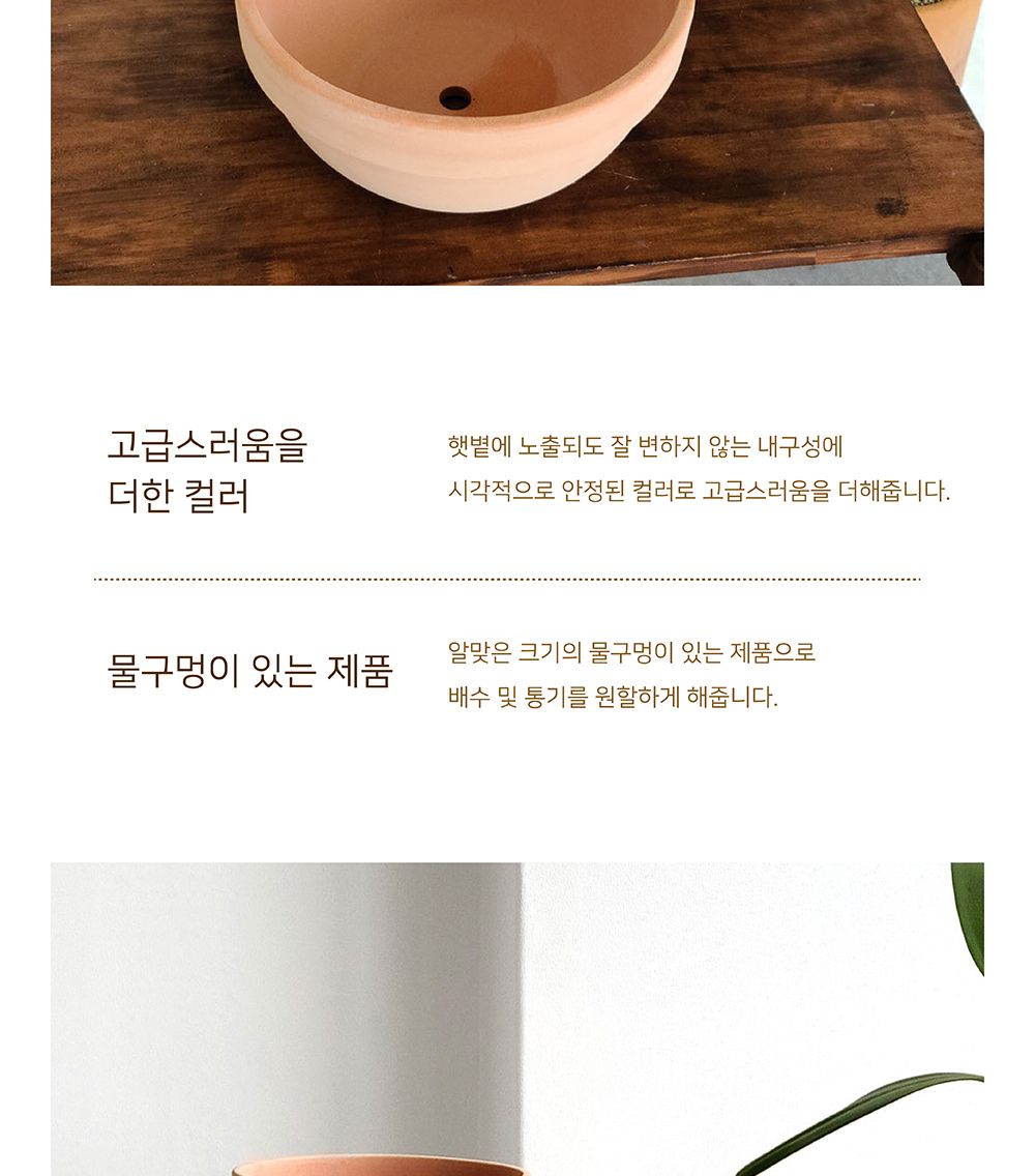 베트남 토분 정반원 23x10cm 살구색/화분/토분/빈티지화분/빈티지토분/식물화분/꽃화분/모정화분/베란다화