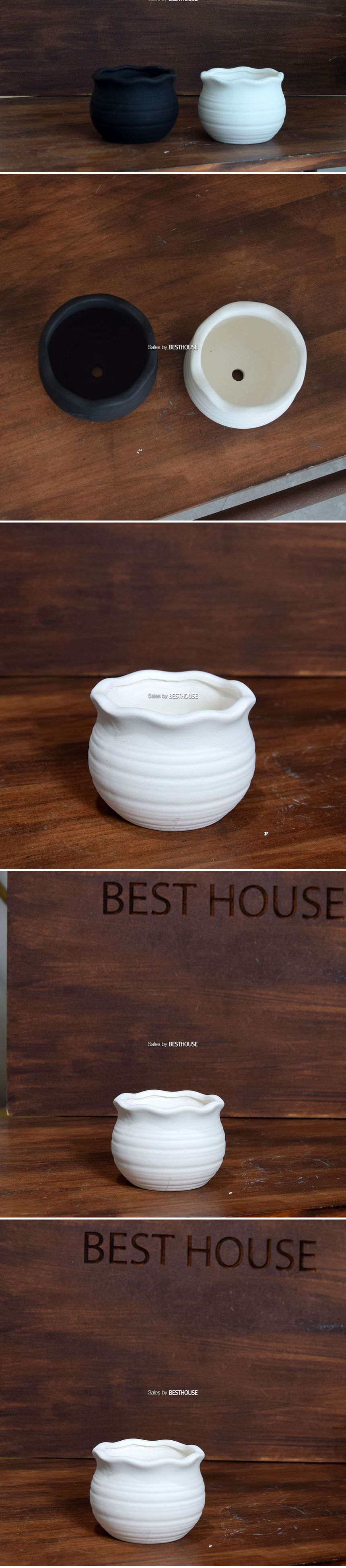 (화이트) 더플라워포터리 미니토분 프릴 낮은단지 9x7cm/화분/토분/인테리어/인테리어화분/인테리어토분/분