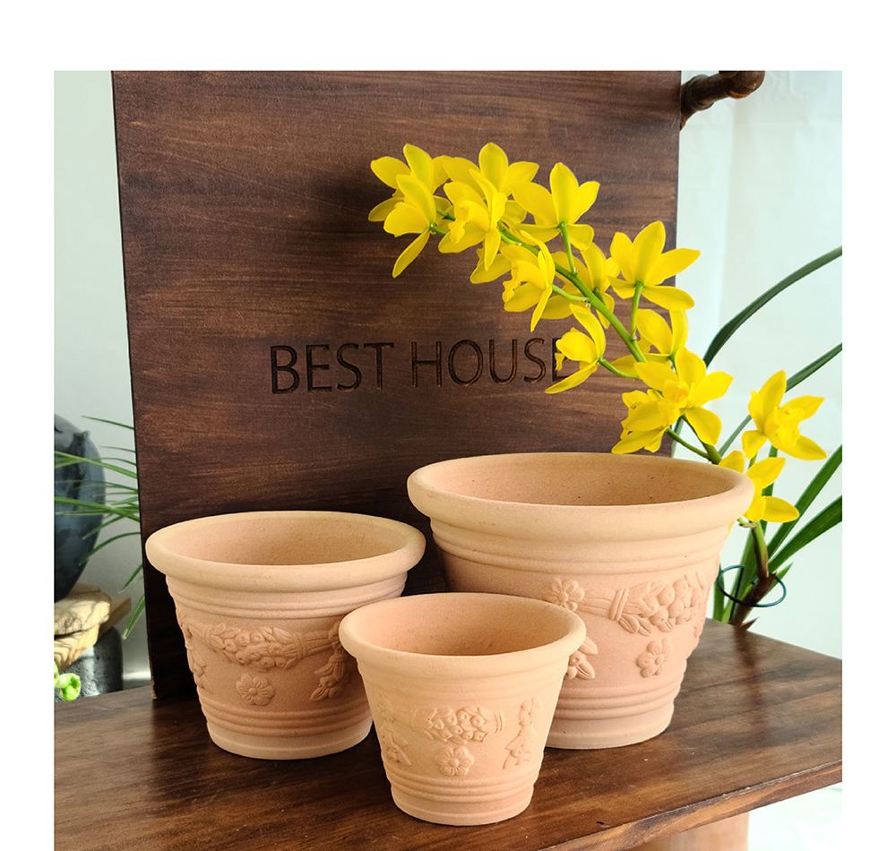 (화분만) 베트남 토분 그레이프(포도) 20x15cm 살구색/화분/흙화분/토분/예쁜화분/디자인화분/인테리어화분