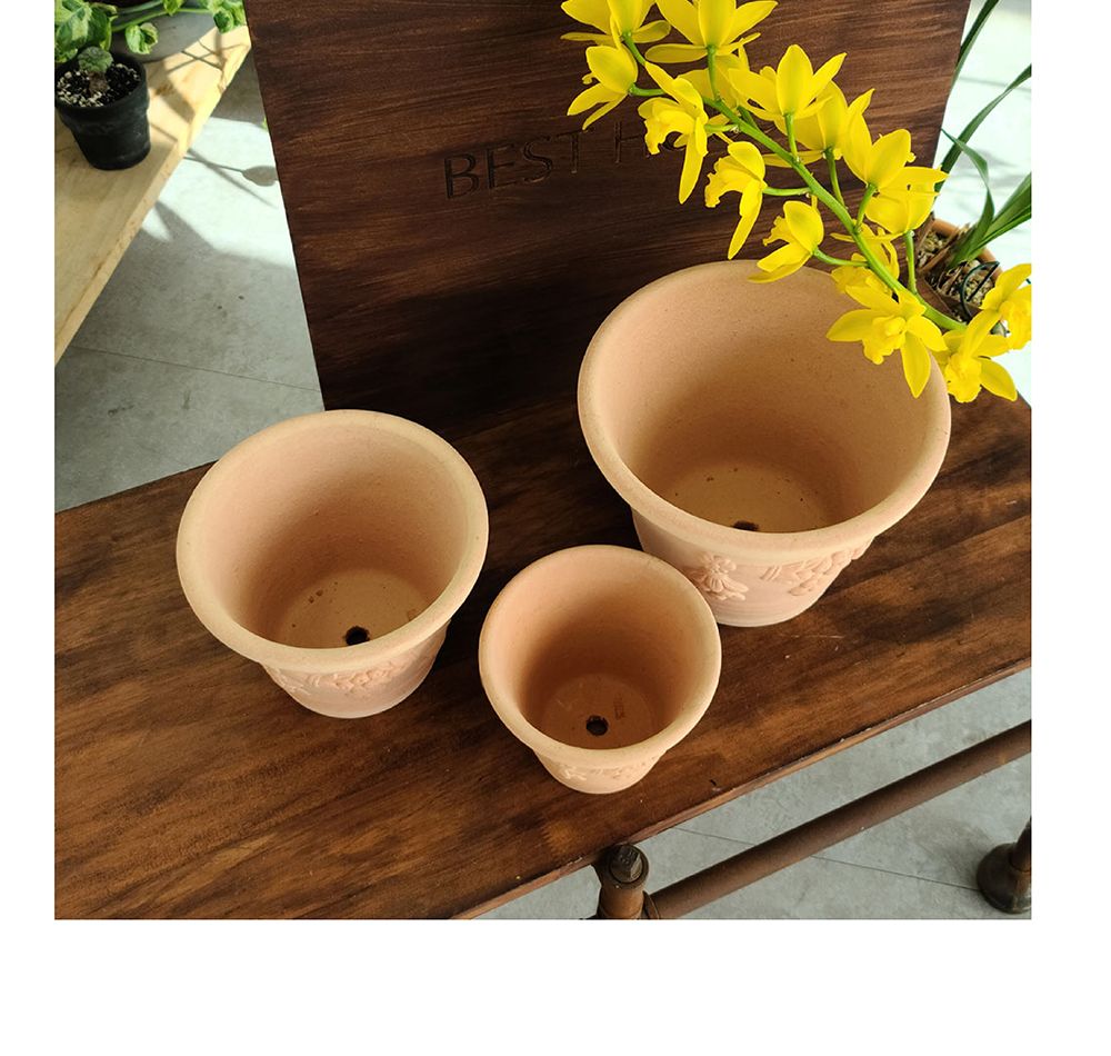 (화분만) 베트남 토분 그레이프(포도) 20x15cm 살구색/화분/흙화분/토분/예쁜화분/디자인화분/인테리어화분