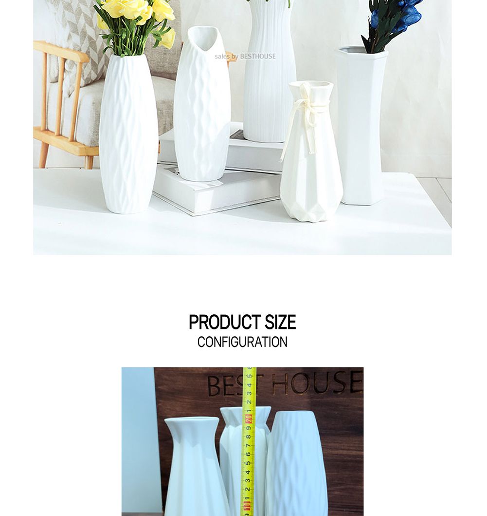 모던 세라믹 도자기 화병 20cm 꽃병 화이트 14종