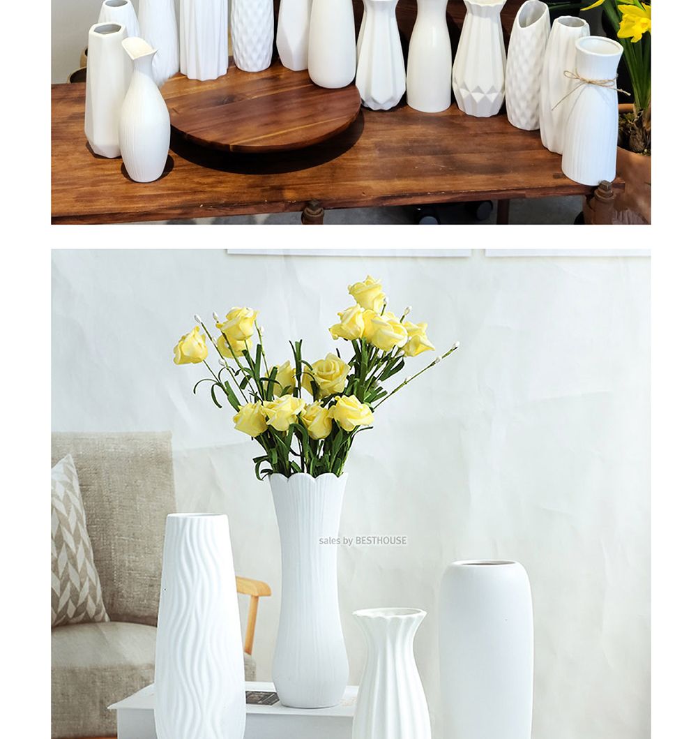 모던 세라믹 도자기 화병 20cm 꽃병 화이트 14종