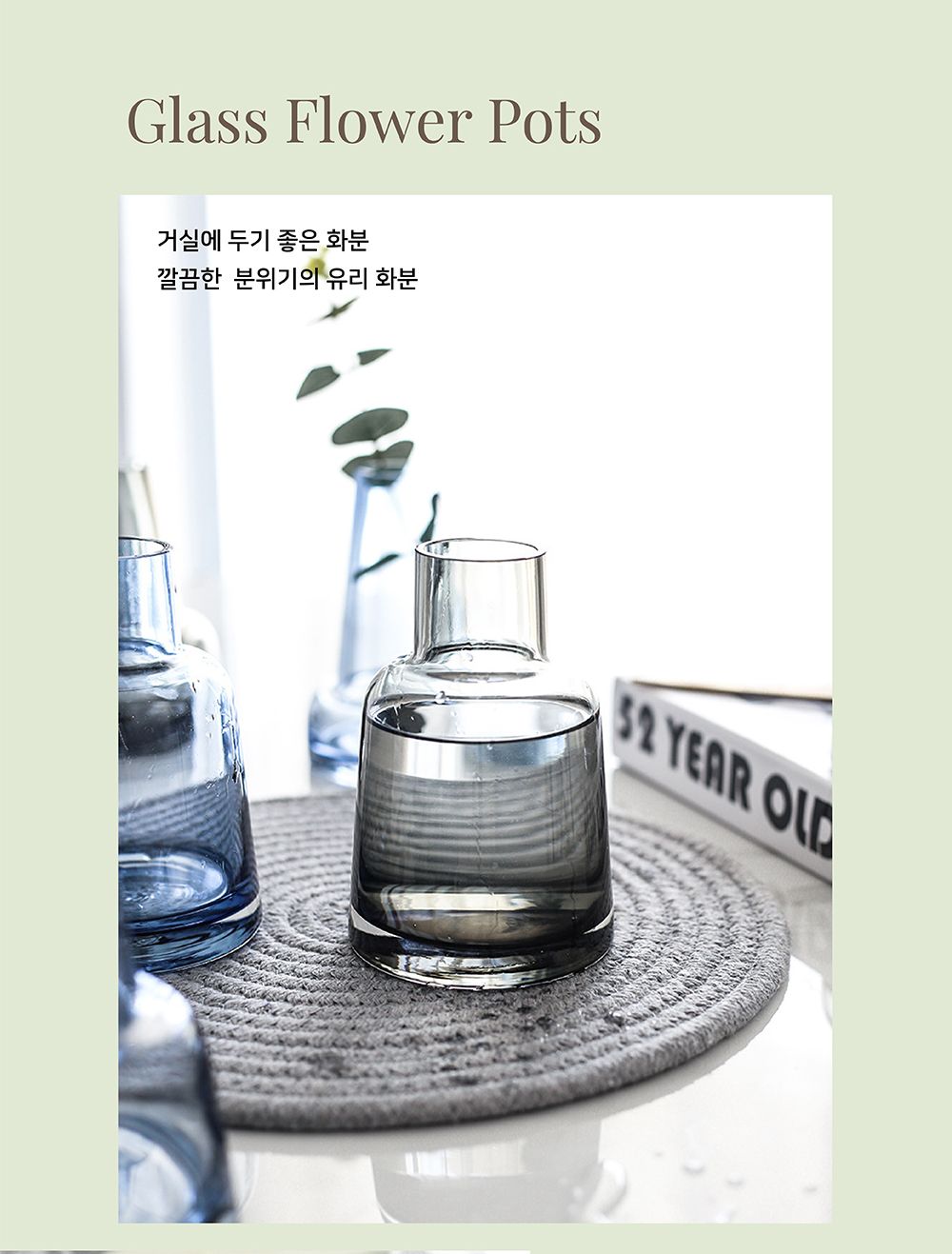 (Type B) 유리화분 화병 원뿔모양 스모크 콘 3종/화병/예쁜화병/디자인화병/인테리어화병/원예용품/꽃병/디