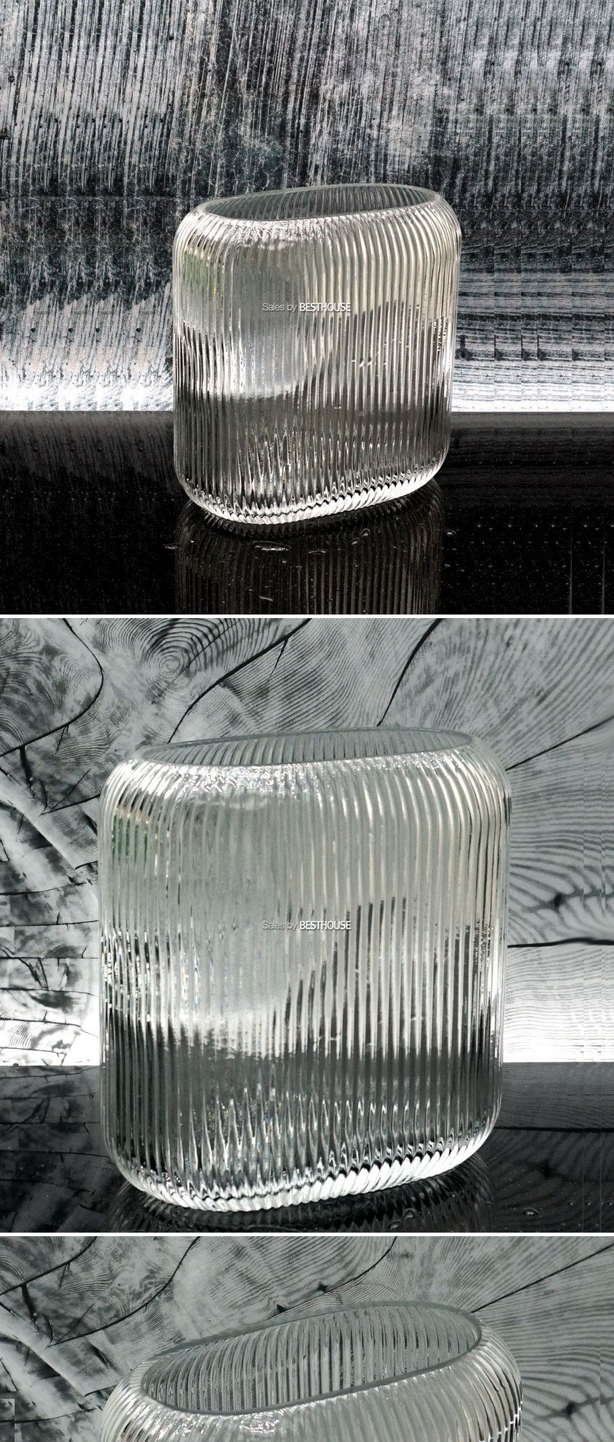 유리화분 화병 스트라이프 타원(중) 14x7x17cm/꽃병/유리병/유리꽃병/유리화병/글라스화병/글라스꽃병/인테