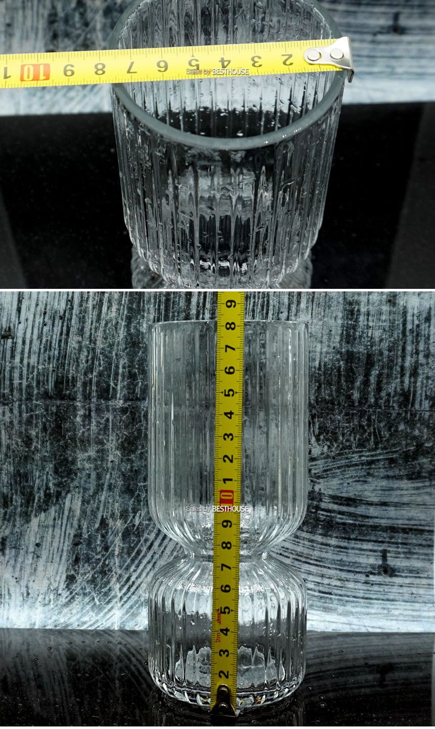 유리화분 화병 스트라이프 2단실린더(소) 8x18cm/꽃병/유리병/유리꽃병/유리화병/글라스화병/글라스꽃병/인