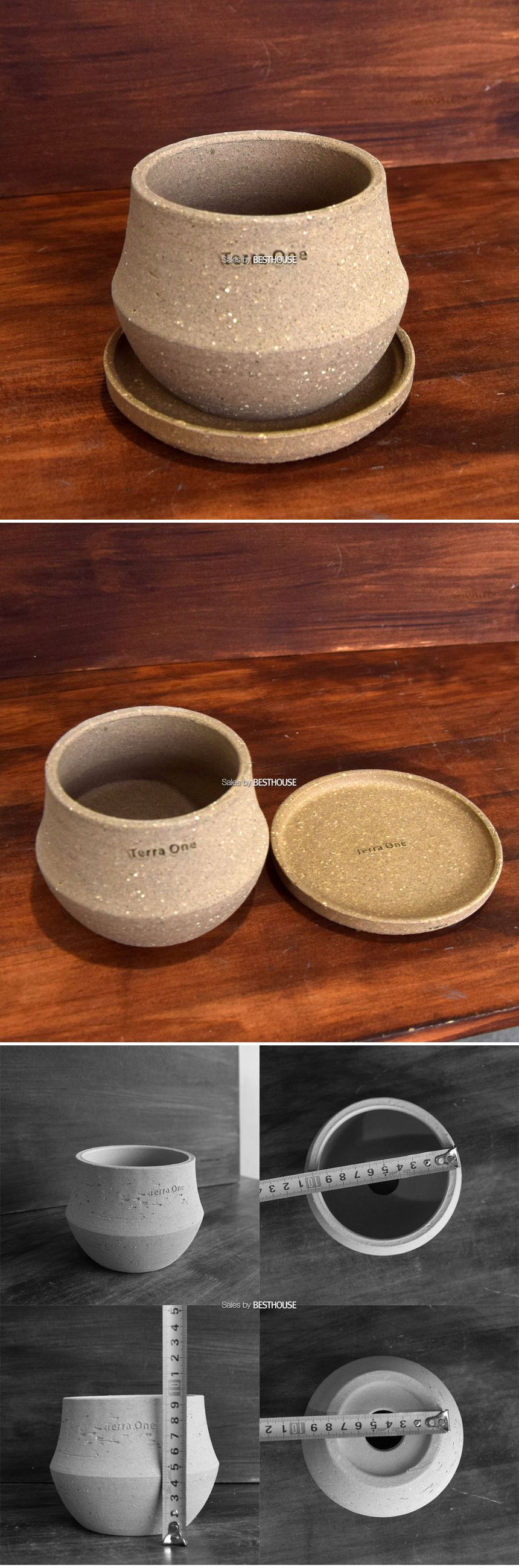 (테라원 받침 R14 추가) 테라원 라일리 에단그레이 D10 10x9.5cm(고화도토분)/화분/토분/예쁜토분/빈티지토