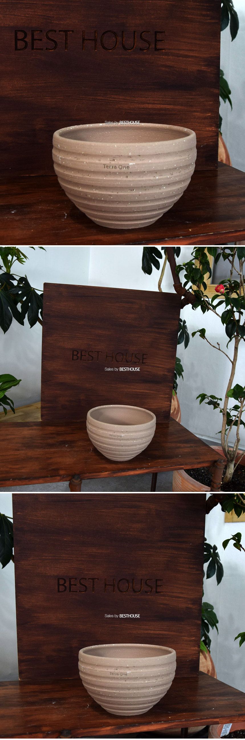 (화분만) 테라원 수제토분 N101 20x13cm 에단그레이 가로줄분재/화분/흙화분/토분/예쁜화분/디자인화분/인