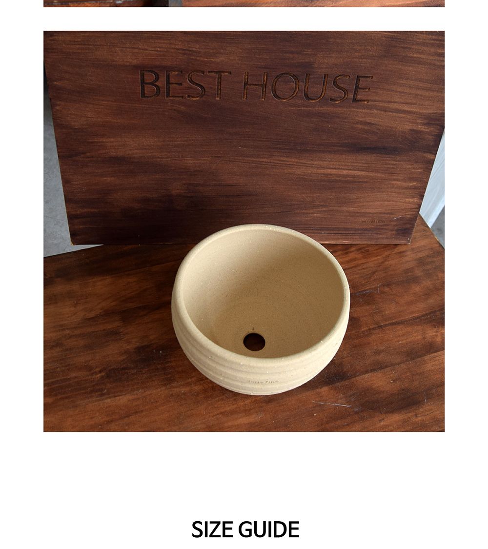 (받침 추가 R14) 테라원 수제토분 N101 20x13cm 피치퍼프 가로줄분재/화분/흙화분/토분/토분세트/화분세트/