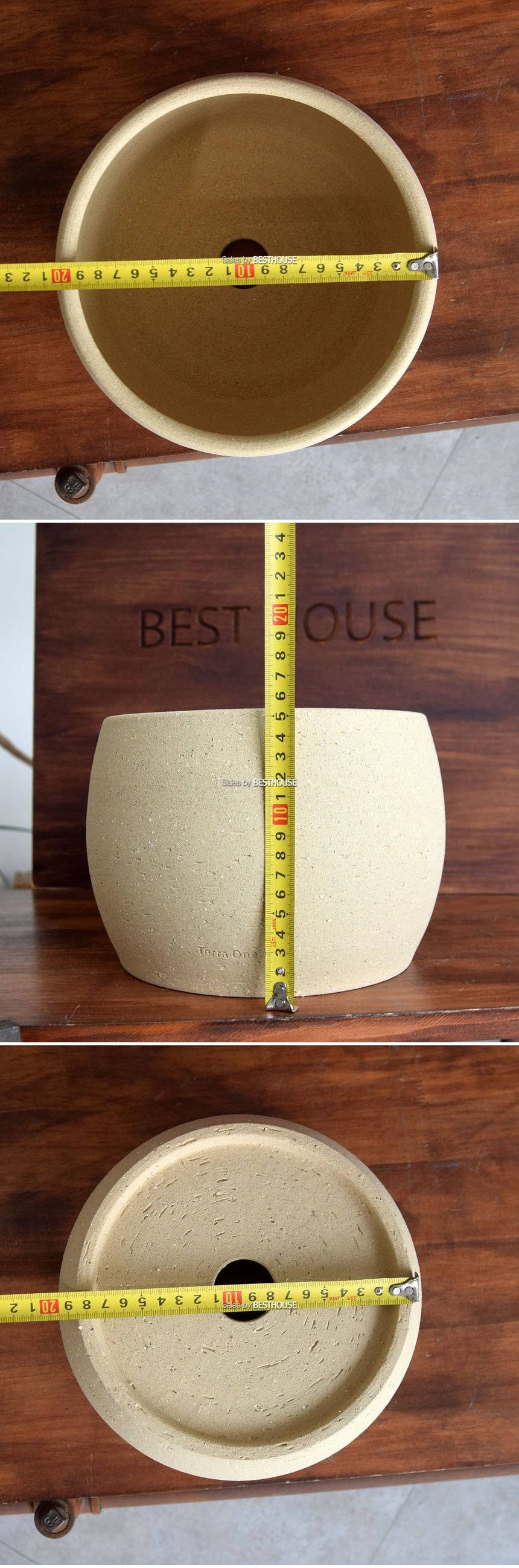 테라원 수제토분 N103 20x15cm 피치퍼프 평단지/화분/흙화분/토분/토분세트/화분세트/인테리어화분/인테리