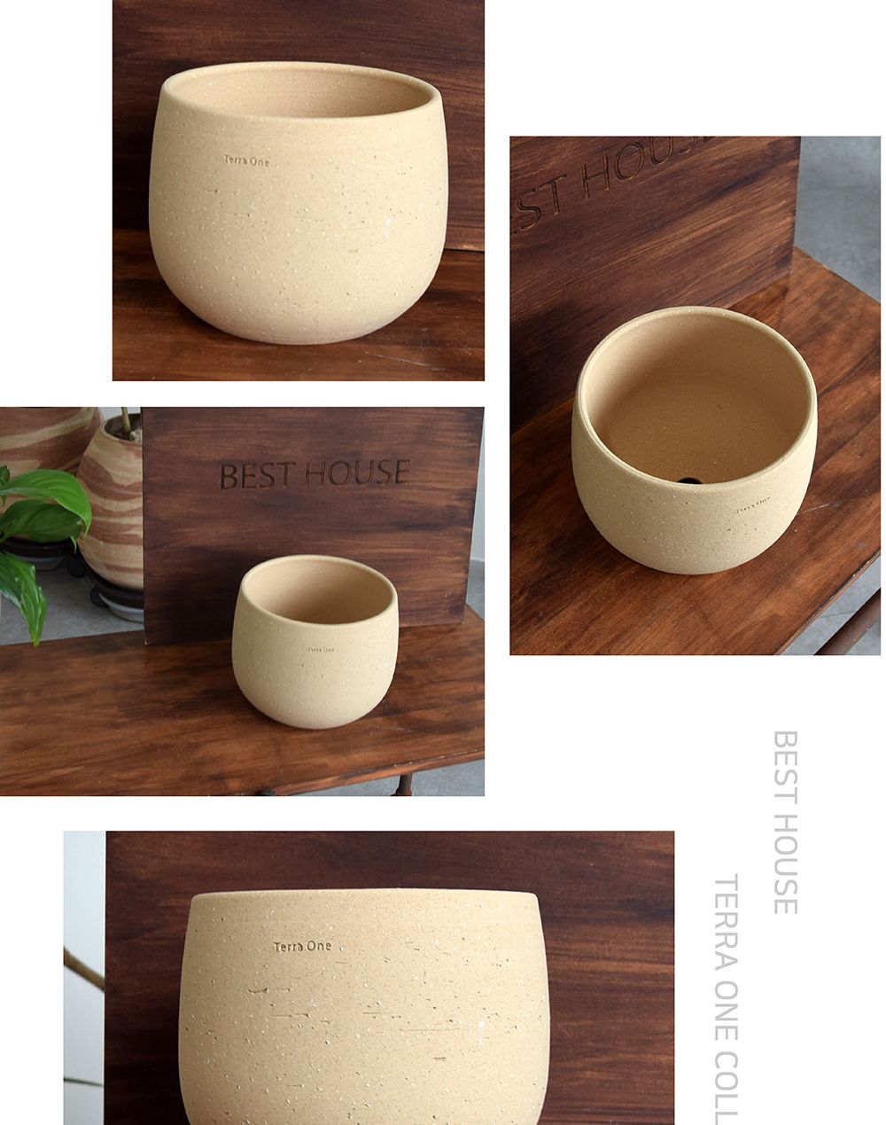 테라원 수제토분 N104 20x17cm 피치퍼프 미분형/화분/흙화분/토분/예쁜화분/디자인화분/인테리어화분/인테