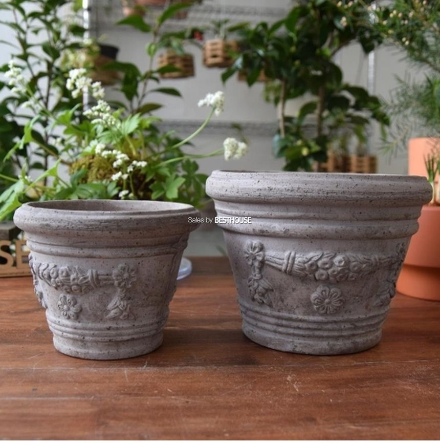 이탈리아 명품 수제토분VLF ET (그레이) D16 16x12cm/화분/흙화분/토분/예쁜화분/디자인화분/인테리어화분/